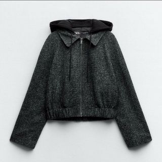 ザラ(ZARA)の【ZARA 】クロップドフードフェルトテクスチャージャケット(パーカー)