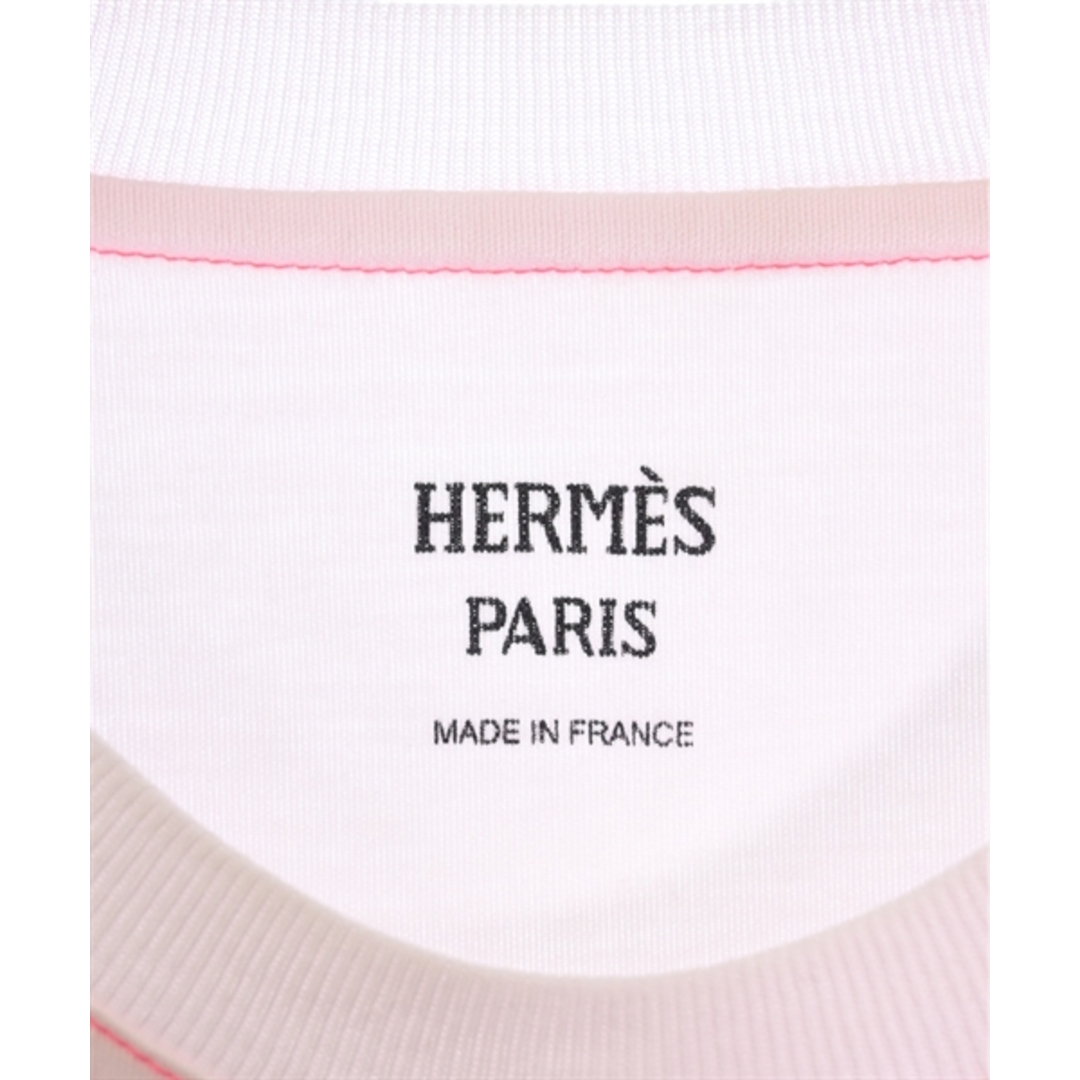 Hermes(エルメス)のHERMES エルメス Tシャツ・カットソー 36(XS位) 白xピンク 【古着】【中古】 レディースのトップス(カットソー(半袖/袖なし))の商品写真