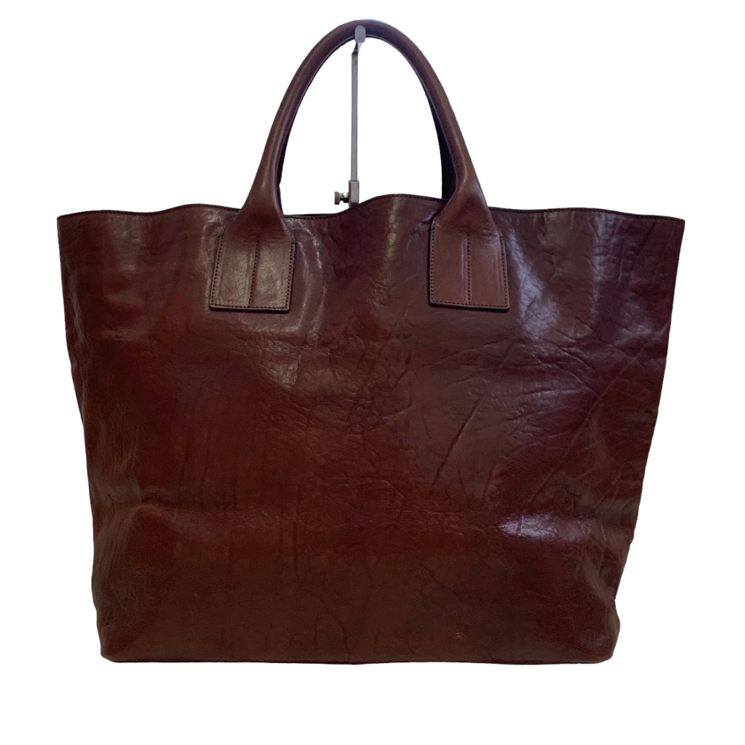 希少サイズ 大容量極上のレザー ヒロフ トートバッグ ハンドバッグ Hロゴ 茶 メンズのバッグ(トートバッグ)の商品写真