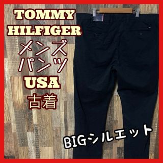 トミーヒルフィガー(TOMMY HILFIGER)のトミーヒルフィガー メンズ ブラック チノ 40 2XL パンツ USA古着(ワークパンツ/カーゴパンツ)