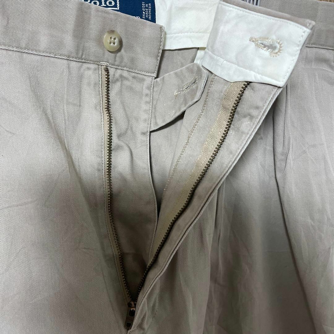 POLO RALPH LAUREN(ポロラルフローレン)のラルフローレン メンズ ツータックチノ ロゴ 40 2XL グレー パンツ 古着 メンズのパンツ(ワークパンツ/カーゴパンツ)の商品写真