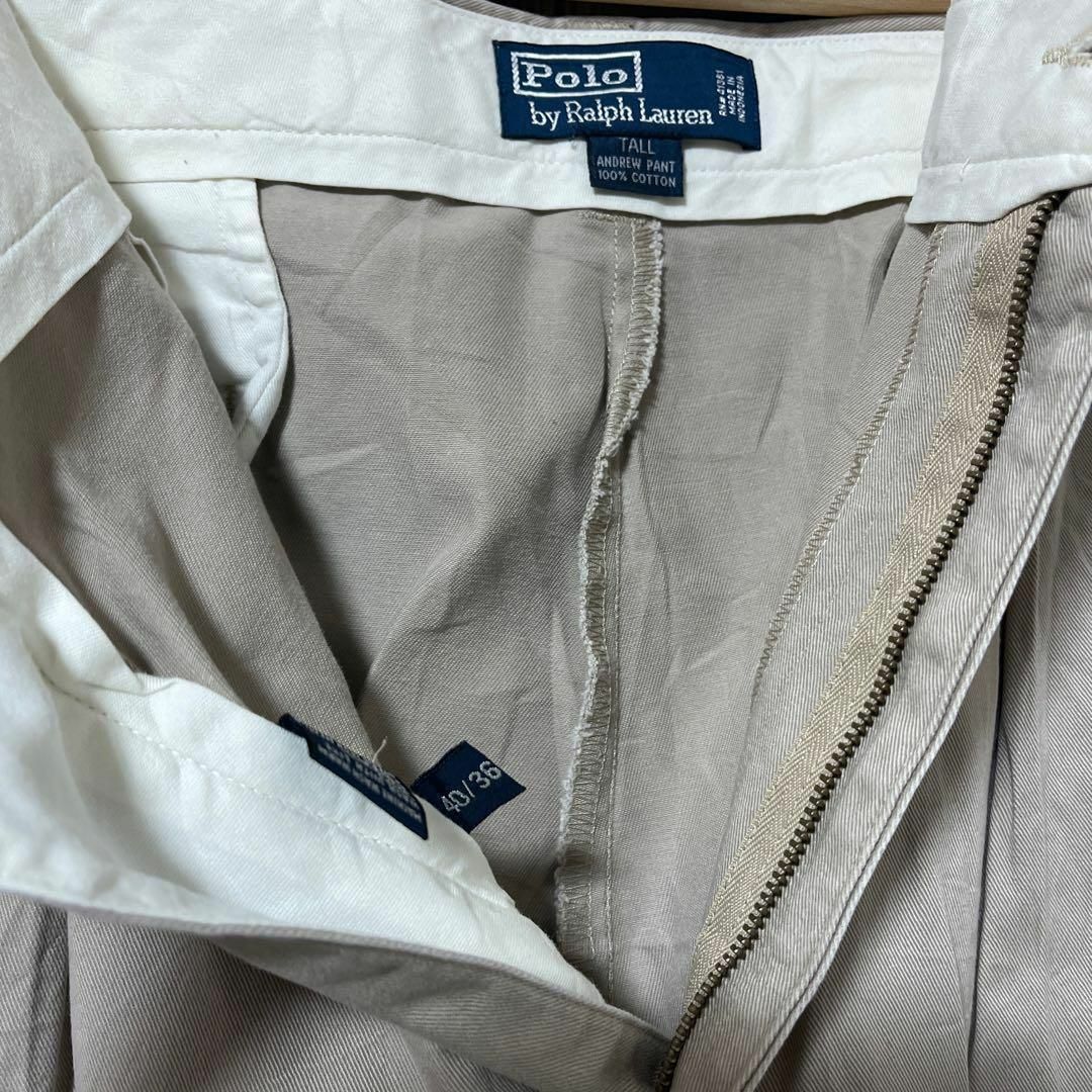 POLO RALPH LAUREN(ポロラルフローレン)のラルフローレン メンズ ツータックチノ ロゴ 40 2XL グレー パンツ 古着 メンズのパンツ(ワークパンツ/カーゴパンツ)の商品写真