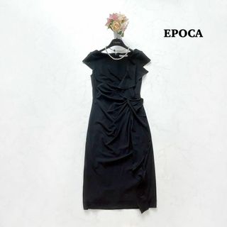 エポカ(EPOCA)の【EPOCA】2021年＊ドレスワンピース　タックフリル　ストレッチ　38(ひざ丈ワンピース)