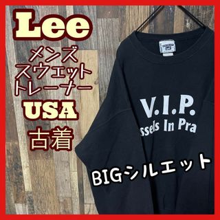 リー(Lee)のリー メンズ ブラック トレーナー ゆるだぼ 2XL 古着 長袖 スウェット(その他)