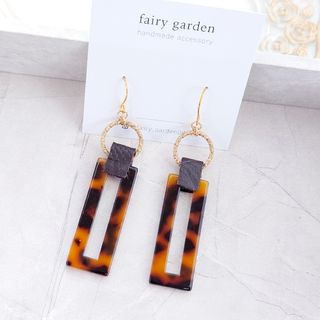 161♡ロングクスエア×本革リングピアス　イヤリング(ピアス)