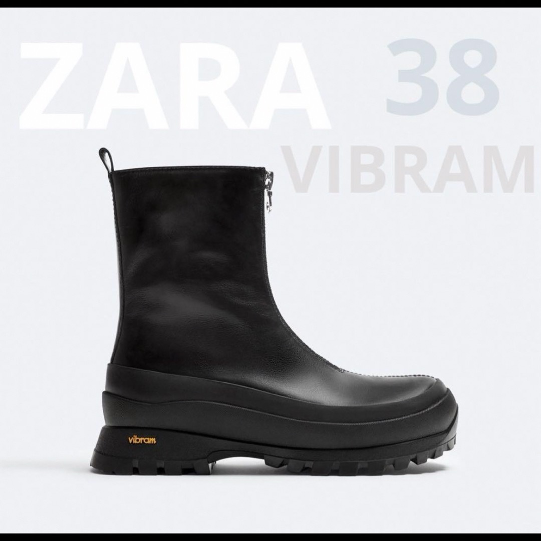 ZARA(ザラ)のZARA VIBRAM レザーショートブーツ　38 レディースの靴/シューズ(ブーツ)の商品写真