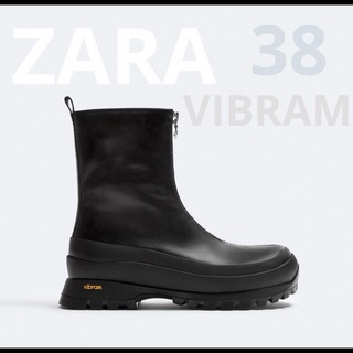 ザラ(ZARA)のZARA VIBRAM レザーショートブーツ　38(ブーツ)