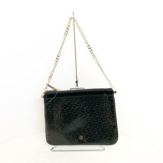 アイグナー(AIGNER)のAIGNER(アイグナー) ショルダーバッグ - 黒 ストラップ着脱可/チェーンショルダー コーティングキャンバス×エナメル（レザー）(ショルダーバッグ)