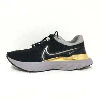 ナイキ(NIKE)のNIKE(ナイキ) スニーカー 24.5 レディース美品  - DO7418-002 黒×ゴールド×マルチ インソール取外し可 化学繊維(スニーカー)