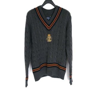 ポロラルフローレン(POLO RALPH LAUREN)のPOLObyRalphLauren(ポロラルフローレン) 長袖セーター サイズ170 メンズ - ダークグレー×ボルドー×マルチ Vネック(ニット/セーター)