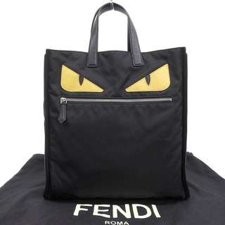 FENDI - 【本物保証】 布袋付 フェンディ FENDI バグズモンスター 縦型 ハンドバッグ 黒 ブラック 7VA367