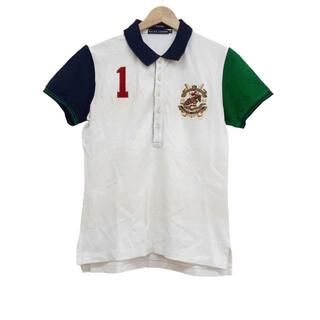 ラルフローレン(Ralph Lauren)のRalphLauren(ラルフローレン) 半袖ポロシャツ サイズXL レディース美品  - 白×ダークネイビー×グリーン(ポロシャツ)
