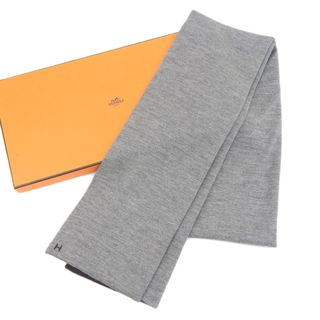 エルメス(Hermes)の【本物保証】 箱付 新品同様 エルメス HERMES アレルトゥール H ロゴ マフラー カシミヤ シルク バイカラー グレー ボルドー シンプル 希少(マフラー)