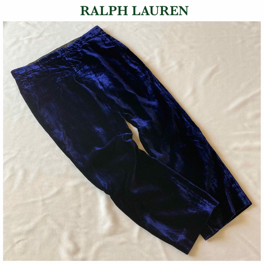 Ralph Lauren(ラルフローレン)のラルフローレン ベロア スラックス パンツ 3f パープルネイビー レディースのパンツ(カジュアルパンツ)の商品写真