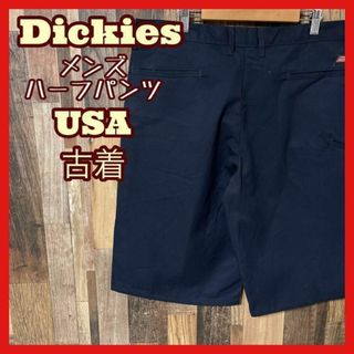 ディッキーズ(Dickies)のディッキーズ ロゴ ワーク メンズ L 34 ネイビー ハーフパンツ USA古着(ショートパンツ)