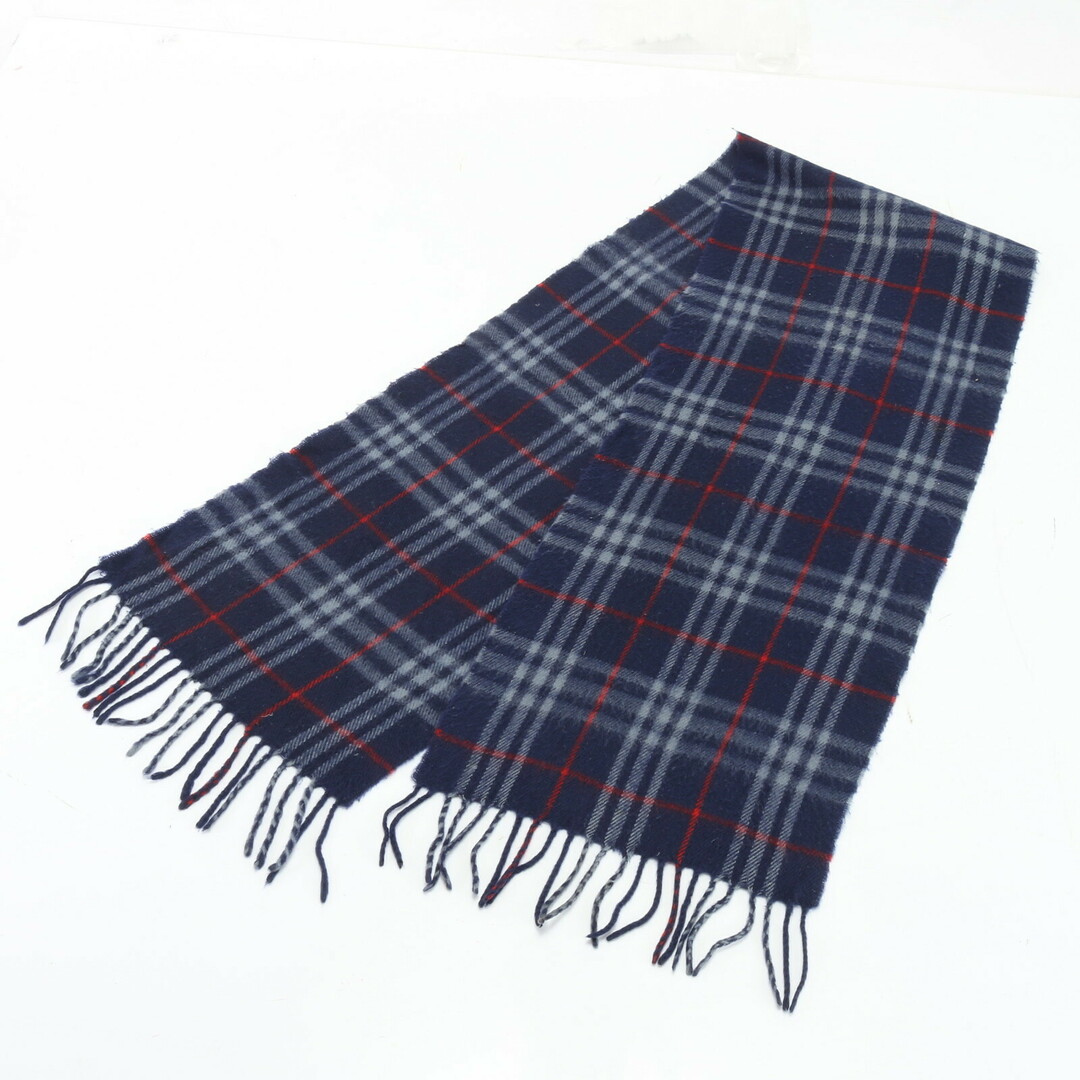 BURBERRY(バーバリー)のバーバリー ノバ チェック ウール 100％ ストール ショール 秋 冬 フリンジ マフラー ネイビー 紺 メンズ レディース MMM 0215-M3 メンズのファッション小物(マフラー)の商品写真