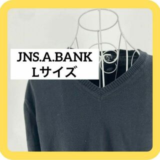 JNS.A.BANK Lサイズ　ニット　コットン　ブラック　Vネック(ニット/セーター)