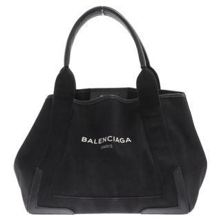 BALENCIAGA バレンシアガ ネイビーカバスS ロゴプリント スモール コットンキャンバス ハンドバッグ トートバッグ ポーチ付き ブラック 339933