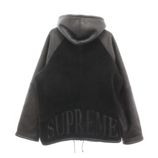 シュプリーム(Supreme)のSUPREME シュプリーム 17AW Reversed Shearling Hooded Jacket リバースドシアリングフーデッドジャケット 切替ムートンジップアップジャケット ブラック(フライトジャケット)