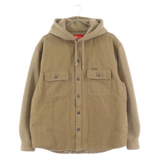 シュプリーム(Supreme)のSUPREME シュプリーム 22AW Fleece Hooded Denim Shirt アーム切り替え ロゴ刺繍 フリースフーデットデニムシャツ ジャケット ブラウン(フライトジャケット)