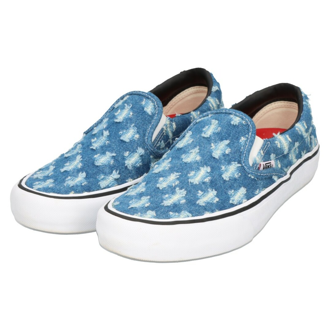 Supreme(シュプリーム)のSUPREME シュプリーム 20SS×VANS ヴァンズ Slip-on Pro クラッシュ加工 デニム スリッポン ローカットスニーカー インディゴ US9/27cm VN0A38DD2DD メンズの靴/シューズ(スニーカー)の商品写真