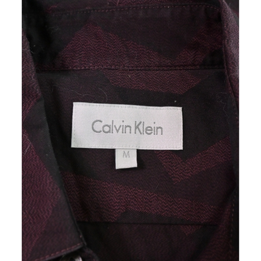 Calvin Klein(カルバンクライン)のCALVIN KLEIN カジュアルシャツ M エンジx黒(総柄) 【古着】【中古】 メンズのトップス(シャツ)の商品写真