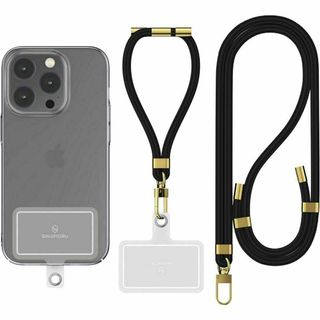 2本 スマホストラップ スマホショルダー 黒　iPhone Android(ネックストラップ)