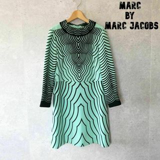 マークバイマークジェイコブス(MARC BY MARC JACOBS)の美品 MARC BY MARC JACOBS 総柄 長袖 膝丈 ワンピース(ひざ丈ワンピース)