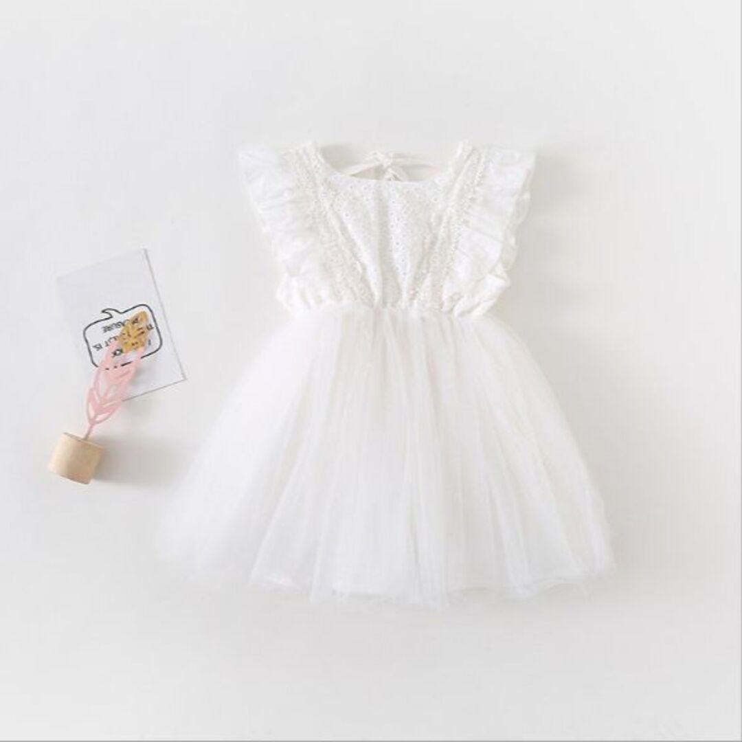 キッズ 女の子 ベビー ドレス ワンピース 白 入園 ひなまつり 結婚式 80 キッズ/ベビー/マタニティのベビー服(~85cm)(ワンピース)の商品写真