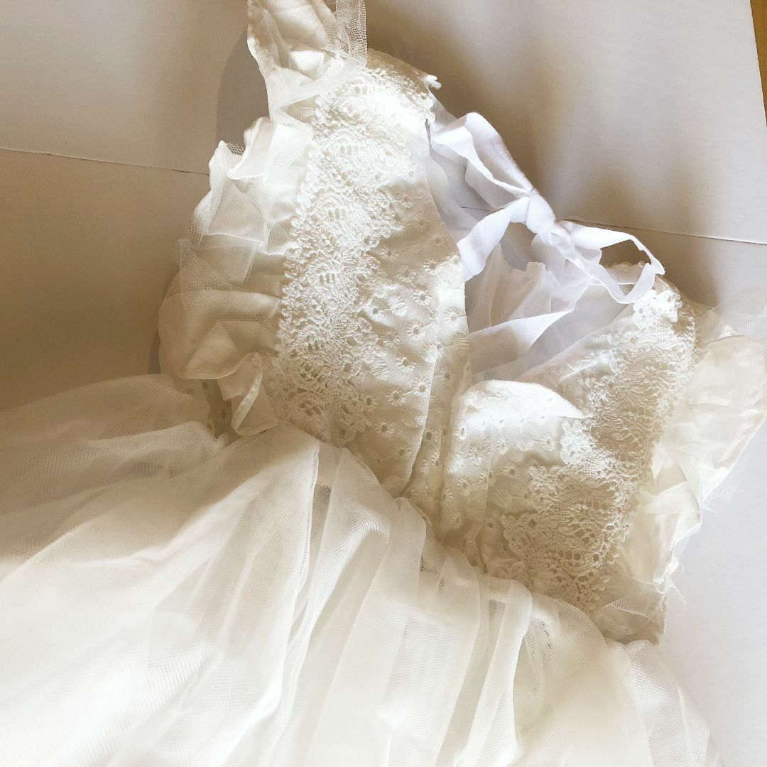 キッズ 女の子 ベビー ドレス ワンピース 白 入園 ひなまつり 結婚式 80 キッズ/ベビー/マタニティのベビー服(~85cm)(ワンピース)の商品写真