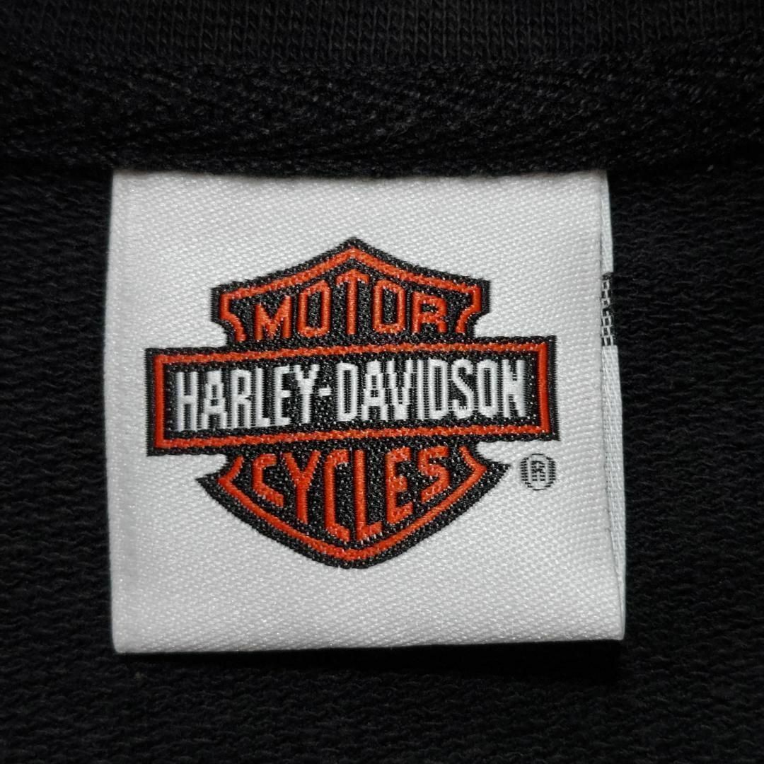 Harley Davidson(ハーレーダビッドソン)のハーレーダビッドソン ジップスウェット ロゴプリント M ブラック 黒 オレンジ レディースのトップス(トレーナー/スウェット)の商品写真