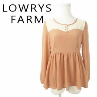 ローリーズファーム(LOWRYS FARM)のローリーズファーム 長袖バイカラーブラウス ペプラム M 230727AO7A(シャツ/ブラウス(長袖/七分))