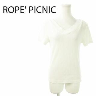 ロペピクニック(Rope' Picnic)のロペピクニック 半袖リブカットソー Vネック 38 白 230727AO8A(カットソー(半袖/袖なし))