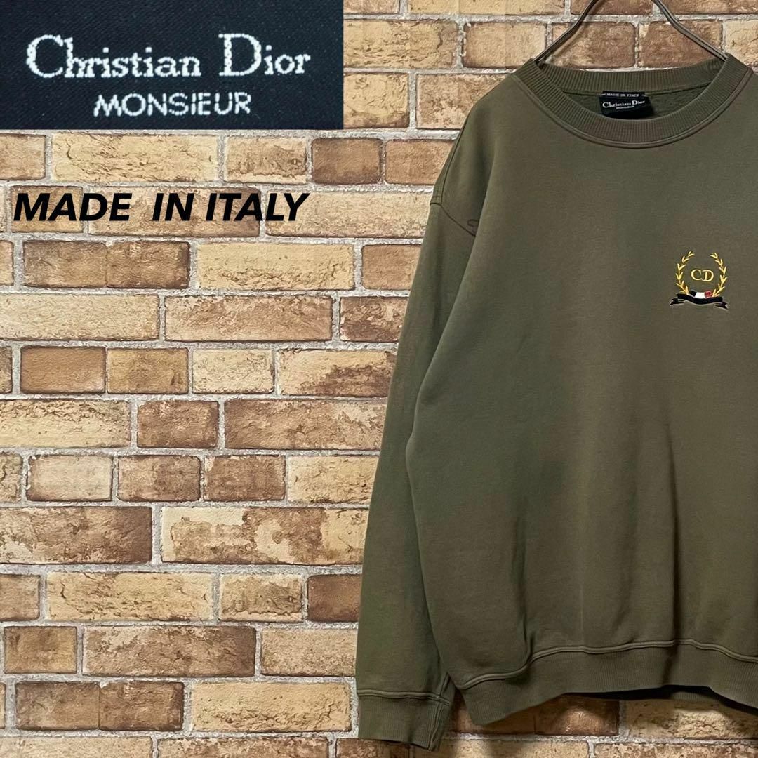 Christian Dior(クリスチャンディオール)のクリスチャンディオール　ムッシュ　イタリア製　スウェット　刺繍ロゴ　カーキ メンズのトップス(スウェット)の商品写真