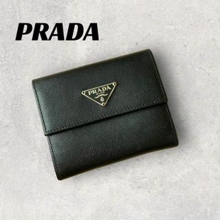 プラダ(PRADA)の【良品】PRADA コンパクト財布 ブラック　サフィアーノ　コインケース(財布)