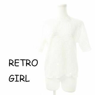 レトロガール(RETRO GIRL)のレトロガール プリーツレースシアーカットソー M 白 230728CK5A(カットソー(半袖/袖なし))