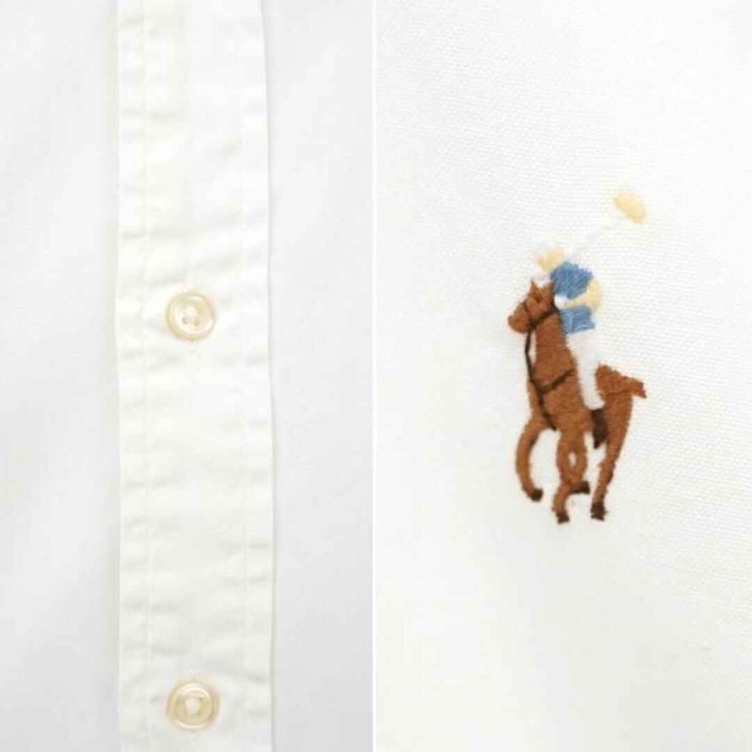 POLO RALPH LAUREN(ポロラルフローレン)のポロラルフローレン BD無地シャツ XL ホワイト 白 青 ポニー刺繍 長袖 メンズのトップス(Tシャツ/カットソー(半袖/袖なし))の商品写真