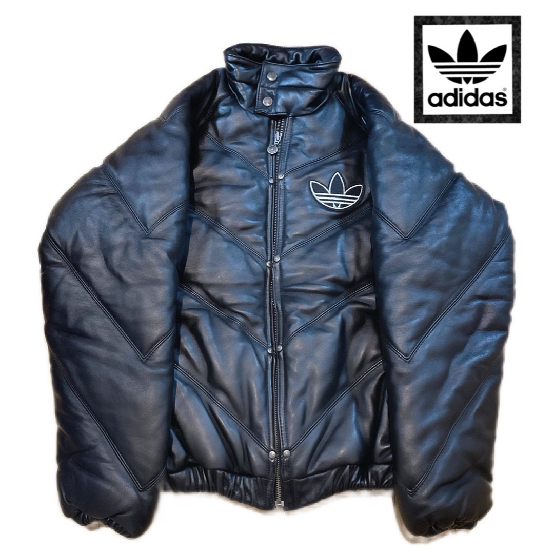 adidas - アディダス ラム レザー 本革 ジャケット ブルゾン adidas - アディダス ラム レザー 本革 ジャケット ブルゾン