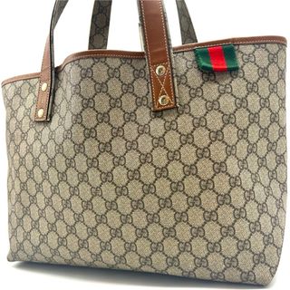 グッチ(Gucci)の【美品】グッチ トートバッグ シェリーライン GGスプリーム ロゴ型押し(トートバッグ)