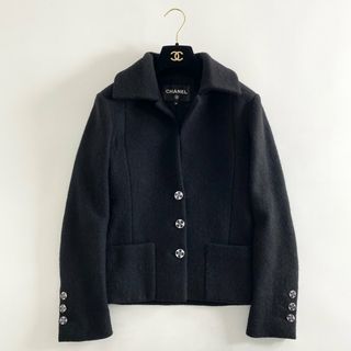 シャネル(CHANEL)の32b16 フランス製 22AW CHANEL シャネル テーラードジャケット ブレザー グリポアボタン P73111V60816 サイズ34 ブラック ウール レディース(その他)