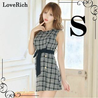 ジュエルズ(JEWELS)の【Rionn様】Loverich キャバドレス ツイード リボン ミニドレス S(ナイトドレス)