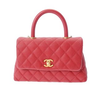 シャネル(CHANEL)のシャネル マトラッセ トップハンドル XS 2WAY ハンドバッグ 赤(ハンドバッグ)