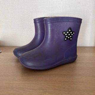 長靴　レインブーツ　14センチ　梅雨　水遊び　乳幼児　雨具　紫　星　スター　(長靴/レインシューズ)