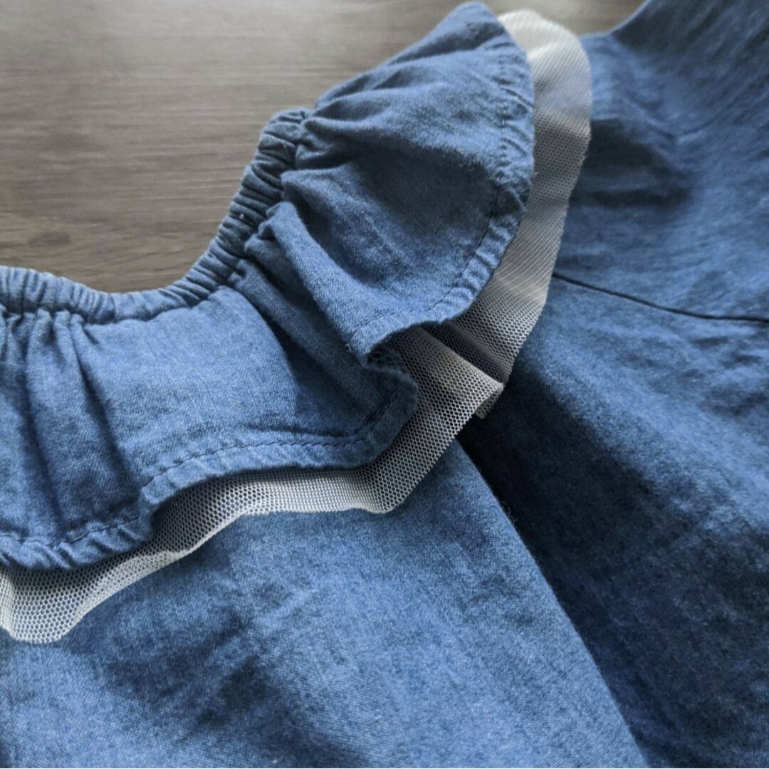 バースデー☆デニム風チュニック キッズ/ベビー/マタニティのベビー服(~85cm)(シャツ/カットソー)の商品写真