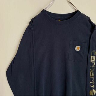 カーハート(carhartt)のカーハート　ワンポイントロゴ　ロングTシャツ 胸ポケット　古着　メキシコ製　L(Tシャツ/カットソー(七分/長袖))