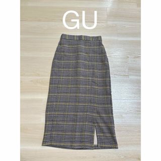 ジーユー(GU)の【美品】GU チェック ナロー ミディ スカート タイト(ロングスカート)