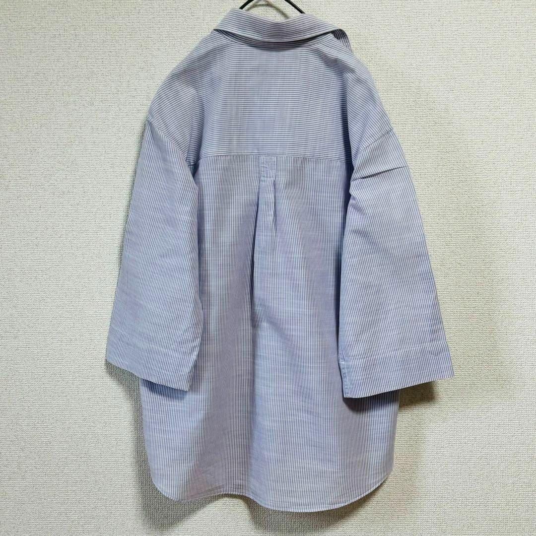 IENA(イエナ)のIENA スキッパーシャツ ストライプ オーバーサイズ ワイドスリーブ 紫 レディースのトップス(シャツ/ブラウス(長袖/七分))の商品写真