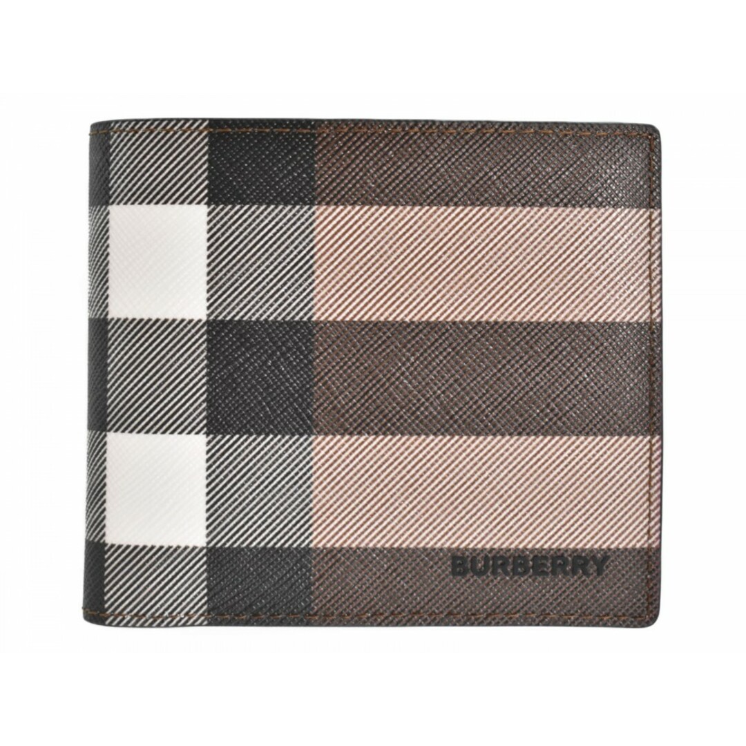 BURBERRY(バーバリー)の【箱・布袋あり】BURBERRY　バーバリー　二つ折り札入れ　ブラック　ブラウン　レザー　ノバチェック　メンズ　ギフト　プレゼント包装可【中古】松山久万ノ台店 メンズのファッション小物(折り財布)の商品写真