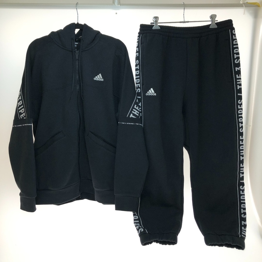 adidas(アディダス)の□□adidas アディダス ワーディングルーズフィットフリースフルジップパーカーパンツ上下セット XLサイズ IK7357/IK7340 ブラック メンズのスーツ(セットアップ)の商品写真