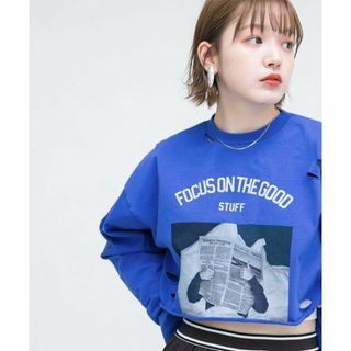 ケービーエフ(KBF)の【BLUE】リメイクライククロップドTEE(カットソー(長袖/七分))